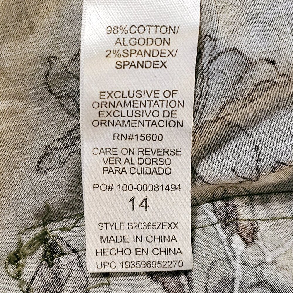 Democracy “Flex”-ellent Utility Pants – Floral Olive Green  Size 14 - Picture 15 of 16